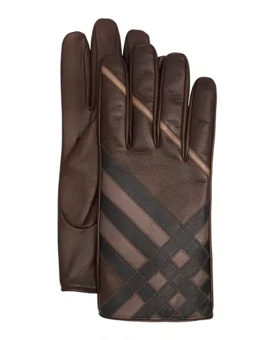 Burberry Men's Intarsia Check Leather Gloves | Thumbnail 1 Burberry Men's Intarsia Check Leather Gloves | Thumbnail 1