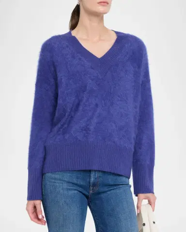 Autumn Cashmere Boxy V-Neck Brushed Cashmere Sweater | Thumbnail 3 Autumn Cashmere Boxy V-Neck Brushed Cashmere Sweater | Thumbnail 3