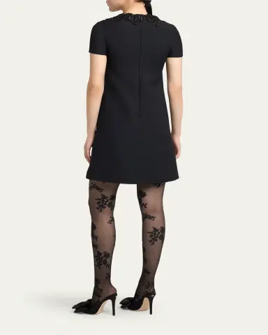 Valentino Garavani Rose Embroidered Short-Sleeve Mini Dress | Thumbnail 3 Valentino Garavani Rose Embroidered Short-Sleeve Mini Dress | Thumbnail 3