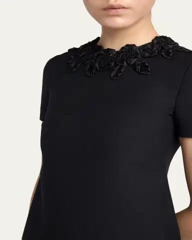 Valentino Garavani Rose Embroidered Short-Sleeve Mini Dress | Thumbnail 7 Valentino Garavani Rose Embroidered Short-Sleeve Mini Dress | Thumbnail 7