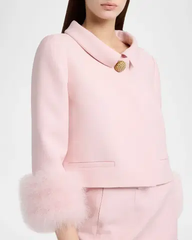 Valentino Garavani Feather-Trim Crepe Couture Jacket | Thumbnail 4 Valentino Garavani Feather-Trim Crepe Couture Jacket | Thumbnail 4