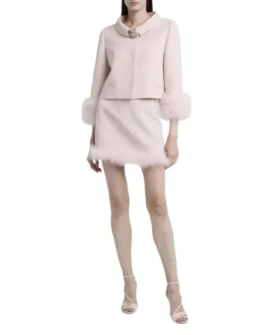 Valentino Garavani Feather-Trim Crepe Couture Jacket | Thumbnail 1 Valentino Garavani Feather-Trim Crepe Couture Jacket | Thumbnail 1