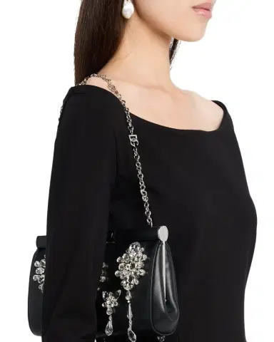 Dolce & Gabbana Marlene Crystal-Embellished Leather Shoulder Bag | Thumbnail 1 Dolce & Gabbana Marlene Crystal-Embellished Leather Shoulder Bag | Thumbnail 1