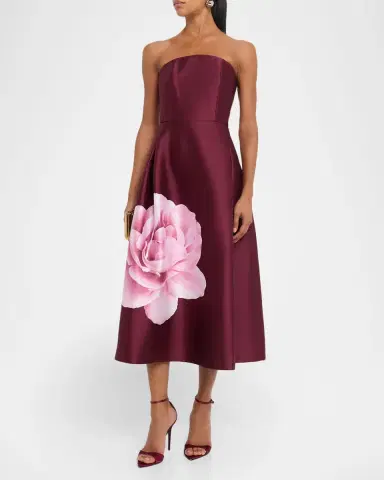 Sachin & Babi Shay Strapless Floral-Print Mikado Midi Dress | Thumbnail 3 Sachin & Babi Shay Strapless Floral-Print Mikado Midi Dress | Thumbnail 3