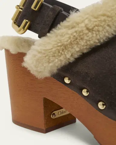 Chloé Jeanette Suede Shearling-Lined Clogs | Thumbnail 3 Chloé Jeanette Suede Shearling-Lined Clogs | Thumbnail 3