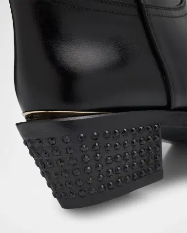 Partlow Sharon Leather Cowboy Boots with Crystal-Embellished Heel | Thumbnail 3 Partlow Sharon Leather Cowboy Boots with Crystal-Embellished Heel | Thumbnail 3