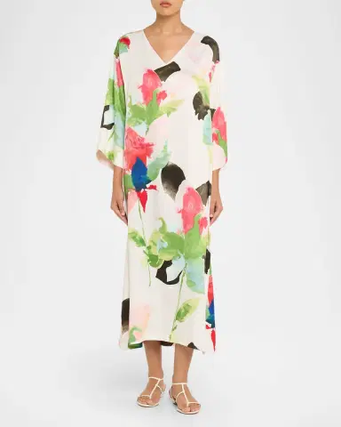 Natori Calypso Floral-Print Midi Caftan | Thumbnail 2 Natori Calypso Floral-Print Midi Caftan | Thumbnail 2