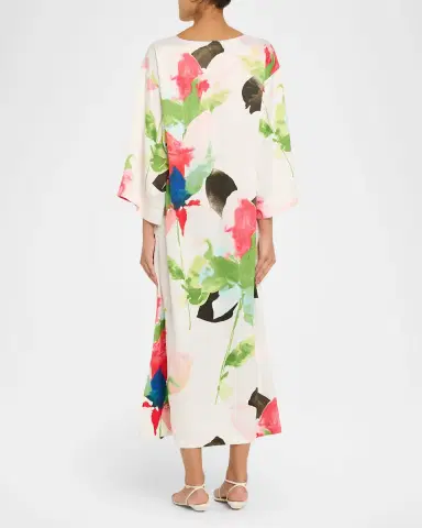 Natori Calypso Floral-Print Midi Caftan | Thumbnail 3 Natori Calypso Floral-Print Midi Caftan | Thumbnail 3