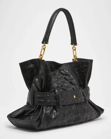 Balmain Anthem Medium Shoulder Bag in Croc-Embossed Leather | Thumbnail 2 Balmain Anthem Medium Shoulder Bag in Croc-Embossed Leather | Thumbnail 2