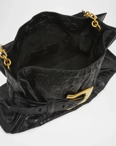 Balmain Anthem Medium Shoulder Bag in Croc-Embossed Leather | Thumbnail 3 Balmain Anthem Medium Shoulder Bag in Croc-Embossed Leather | Thumbnail 3