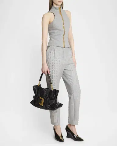 Balmain Anthem Medium Shoulder Bag in Croc-Embossed Leather | Thumbnail 4 Balmain Anthem Medium Shoulder Bag in Croc-Embossed Leather | Thumbnail 4