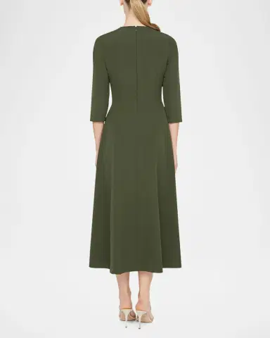 Kay Unger New York Enola Pleated Stretch Crepe Midi Dress | Thumbnail 2 Kay Unger New York Enola Pleated Stretch Crepe Midi Dress | Thumbnail 2