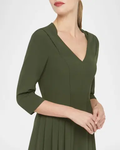Kay Unger New York Enola Pleated Stretch Crepe Midi Dress | Thumbnail 3 Kay Unger New York Enola Pleated Stretch Crepe Midi Dress | Thumbnail 3