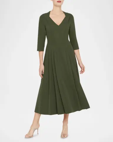 Kay Unger New York Enola Pleated Stretch Crepe Midi Dress | Thumbnail 4 Kay Unger New York Enola Pleated Stretch Crepe Midi Dress | Thumbnail 4