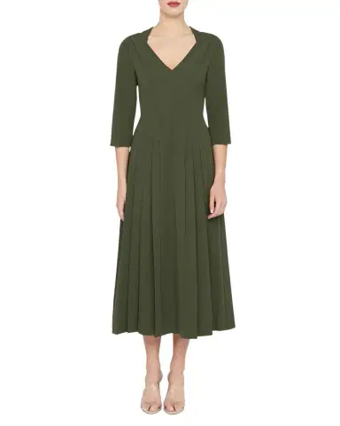 Kay Unger New York Enola Pleated Stretch Crepe Midi Dress | Thumbnail 1 Kay Unger New York Enola Pleated Stretch Crepe Midi Dress | Thumbnail 1