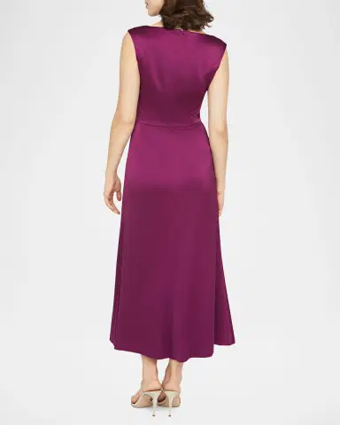 Kay Unger New York Ginger Sleeveless Hammered Charmeuse Midi Dress | Thumbnail 2 Kay Unger New York Ginger Sleeveless Hammered Charmeuse Midi Dress | Thumbnail 2