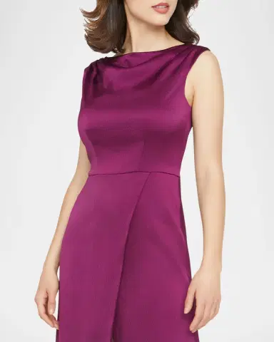 Kay Unger New York Ginger Sleeveless Hammered Charmeuse Midi Dress | Thumbnail 3 Kay Unger New York Ginger Sleeveless Hammered Charmeuse Midi Dress | Thumbnail 3