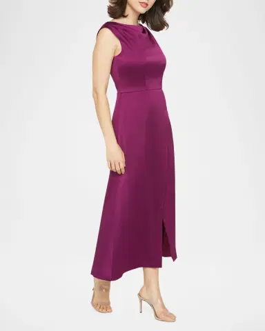 Kay Unger New York Ginger Sleeveless Hammered Charmeuse Midi Dress | Thumbnail 4 Kay Unger New York Ginger Sleeveless Hammered Charmeuse Midi Dress | Thumbnail 4