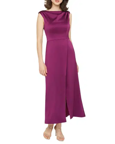 Kay Unger New York Ginger Sleeveless Hammered Charmeuse Midi Dress | Thumbnail 1 Kay Unger New York Ginger Sleeveless Hammered Charmeuse Midi Dress | Thumbnail 1