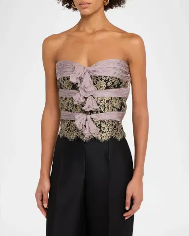 Valentino Garavani Strapless Lace Triple-Bow Top | Thumbnail 3 Valentino Garavani Strapless Lace Triple-Bow Top | Thumbnail 3