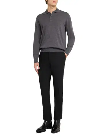 Eton Men 's Fine-Knit Merino Polo Sweater with Leather Label | Thumbnail 1 Eton Men 's Fine-Knit Merino Polo Sweater with Leather Label | Thumbnail 1