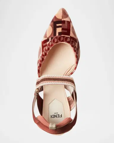 Fendi Colibri Mixed-Media Iconic FF Tapestry Slingback Pumps | Thumbnail 4 Fendi Colibri Mixed-Media Iconic FF Tapestry Slingback Pumps | Thumbnail 4