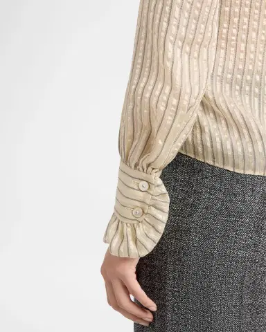 Valentino Garavani Metallic Striped Ruffle Button-Down Shirt | Thumbnail 9 Valentino Garavani Metallic Striped Ruffle Button-Down Shirt | Thumbnail 9