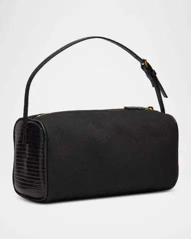 THE ROW Round 90 's Lizard-Trim Twill Top-Handle Bag | Thumbnail 3 THE ROW Round 90 's Lizard-Trim Twill Top-Handle Bag | Thumbnail 3