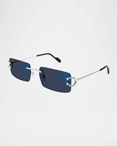 Cartier Men 's Rimless Metal C-Hinge Rectangle Sunglasses | Thumbnail 2 Cartier Men 's Rimless Metal C-Hinge Rectangle Sunglasses | Thumbnail 2