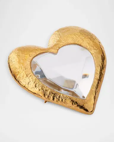 Oscar de la Renta 24K Gold Plated Glass Crystal Heart Brooch | Thumbnail 2 Oscar de la Renta 24K Gold Plated Glass Crystal Heart Brooch | Thumbnail 2