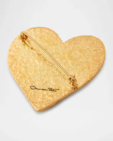 Oscar de la Renta 24K Gold Plated Glass Crystal Heart Brooch | Thumbnail 3 Oscar de la Renta 24K Gold Plated Glass Crystal Heart Brooch | Thumbnail 3