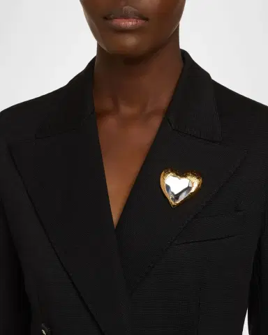 Oscar de la Renta 24K Gold Plated Glass Crystal Heart Brooch | Thumbnail 1 Oscar de la Renta 24K Gold Plated Glass Crystal Heart Brooch | Thumbnail 1