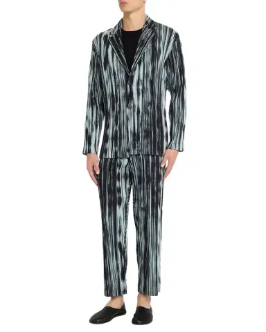 Homme Plissé Issey Miyake Men 's Brushstroke Stripe Pleated Trousers | Thumbnail 1 Homme Plissé Issey Miyake Men 's Brushstroke Stripe Pleated Trousers | Thumbnail 1