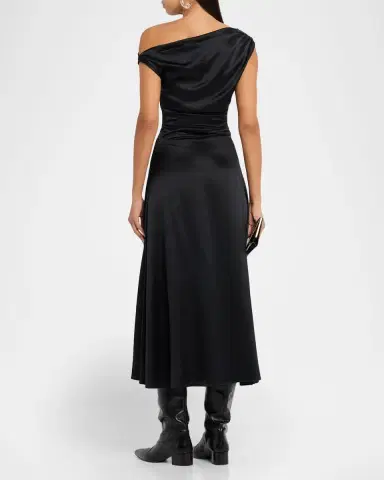 Staud Phare Draped Silk Midi Dress | Thumbnail 2 Staud Phare Draped Silk Midi Dress | Thumbnail 2