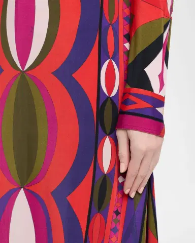 Pucci Collane-Print Jersey Long-Sleeve Maxi Shirtdress | Thumbnail 5 Pucci Collane-Print Jersey Long-Sleeve Maxi Shirtdress | Thumbnail 5