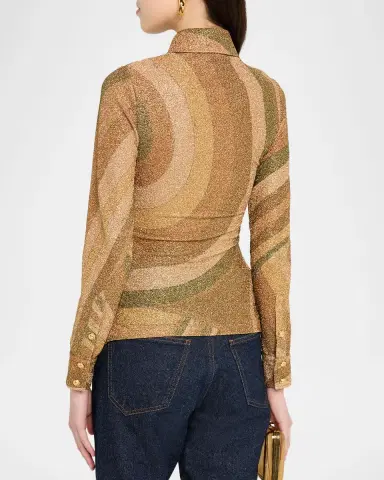 PUCCI Iride-Print Lame Jersey Polo Shirt | Thumbnail 2 PUCCI Iride-Print Lame Jersey Polo Shirt | Thumbnail 2
