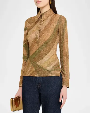 PUCCI Iride-Print Lame Jersey Polo Shirt | Thumbnail 3 PUCCI Iride-Print Lame Jersey Polo Shirt | Thumbnail 3