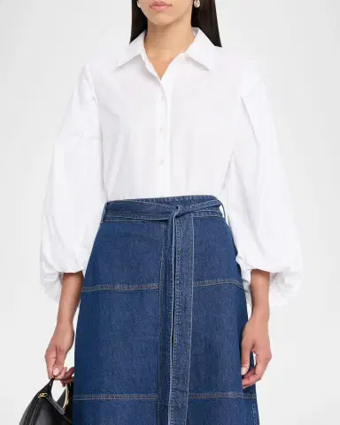 Tanya Taylor Marina Voluminous Button-Front Shirt | Thumbnail 3 Tanya Taylor Marina Voluminous Button-Front Shirt | Thumbnail 3