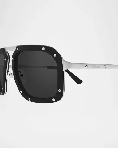 Cartier Men's Oversized Metal Rectangle Sunglasses | Thumbnail 2 Cartier Men's Oversized Metal Rectangle Sunglasses | Thumbnail 2