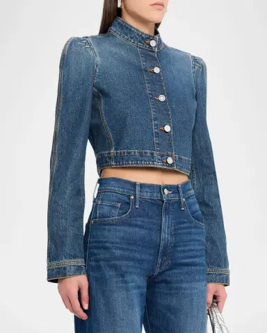 Alaïa Denim High-Neck Jacket | Thumbnail 3 Alaïa Denim High-Neck Jacket | Thumbnail 3