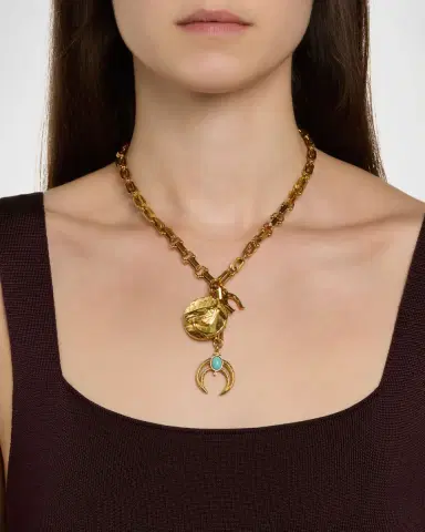 Elizabeth Cole Laurel Pendant Chain Necklace | Thumbnail 1 Elizabeth Cole Laurel Pendant Chain Necklace | Thumbnail 1
