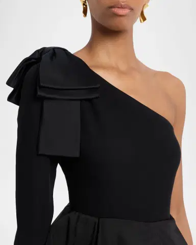 Valentino Garavani One-Shoulder Long-Sleeve Ruffle Mini Dress | Thumbnail 5 Valentino Garavani One-Shoulder Long-Sleeve Ruffle Mini Dress | Thumbnail 5