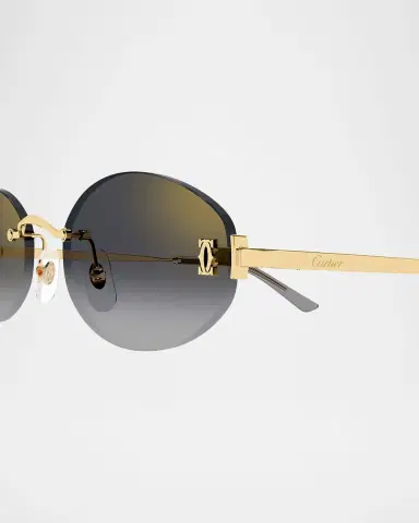 Cartier C de Rimless Metal Oval Sunglasses | Thumbnail 2 Cartier C de Rimless Metal Oval Sunglasses | Thumbnail 2