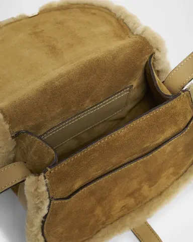 Chloé Marcie Shearling-Trim Suede Saddle Crossbody Bag | Thumbnail 3 Chloé Marcie Shearling-Trim Suede Saddle Crossbody Bag | Thumbnail 3