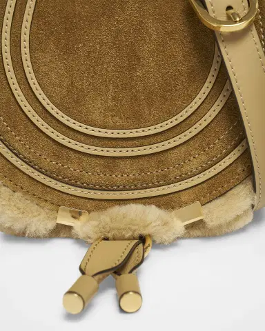 Chloé Marcie Shearling-Trim Suede Saddle Crossbody Bag | Thumbnail 5 Chloé Marcie Shearling-Trim Suede Saddle Crossbody Bag | Thumbnail 5