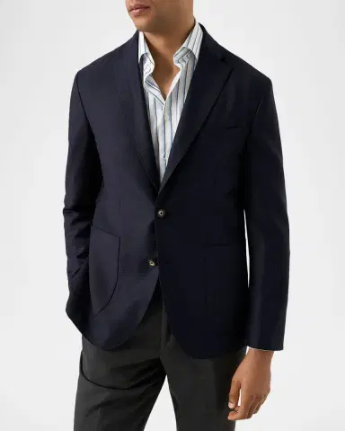 Eton Men 's Wool Knit Deconstructed Blazer Jacket | Thumbnail 2 Eton Men 's Wool Knit Deconstructed Blazer Jacket | Thumbnail 2