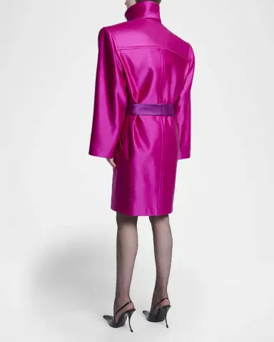 Saint Laurent Strong-Shoulder Belted Silk Jacket | Thumbnail 3 Saint Laurent Strong-Shoulder Belted Silk Jacket | Thumbnail 3