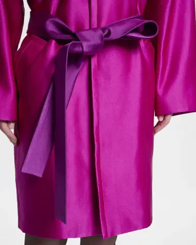 Saint Laurent Strong-Shoulder Belted Silk Jacket | Thumbnail 5 Saint Laurent Strong-Shoulder Belted Silk Jacket | Thumbnail 5