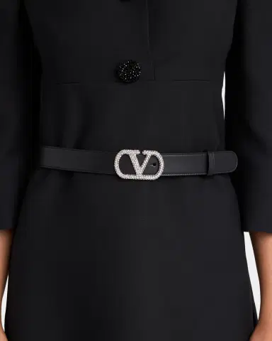 Valentino Garavani VLogo Signature Crystal-Embellished Leather Belt, 30mm | Thumbnail 3 Valentino Garavani VLogo Signature Crystal-Embellished Leather Belt, 30mm | Thumbnail 3
