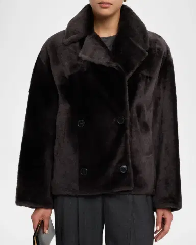 Yves Salomon Shearling Pea Coat | Thumbnail 4 Yves Salomon Shearling Pea Coat | Thumbnail 4